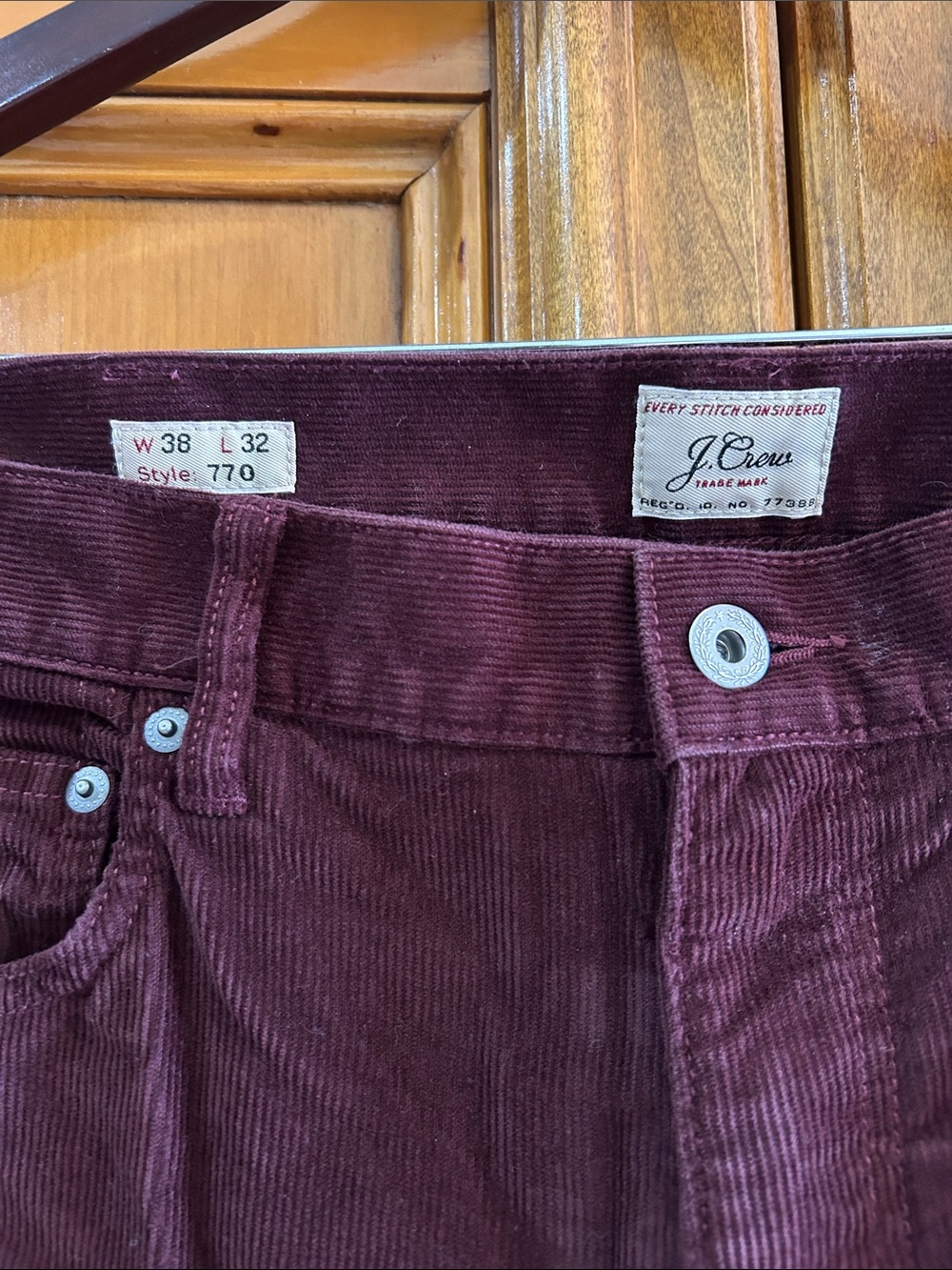 J. Crew Men's Deep Wine Corduroy Pants